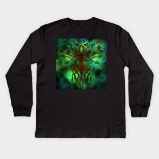 Yggdrasil with Triquetra Kids Long Sleeve T-Shirt